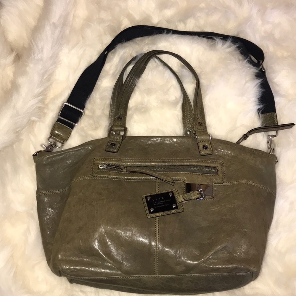 L.A.M.B. Olive leather shoulder/crossbody purse